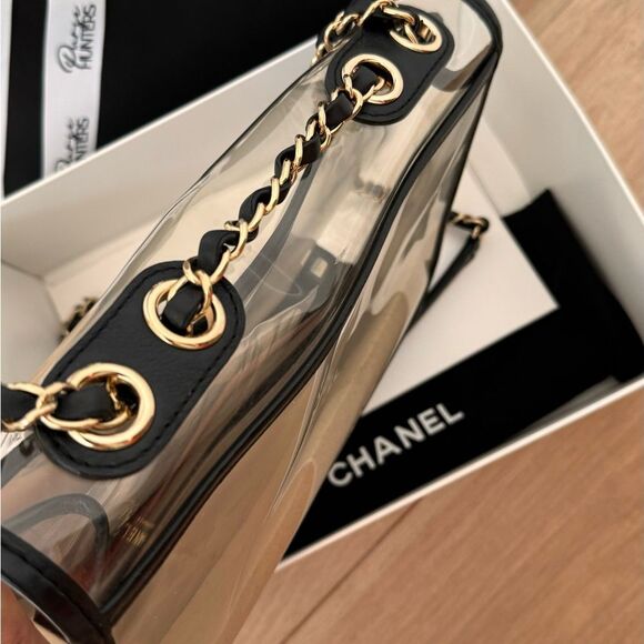 Chanel Timeless medium vinyl and black lambskin leather with real sand inside - Picture 9 of 12